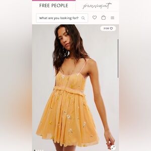 Free People Yellow Floral Mini Dress